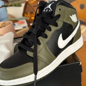 Nike Air Jordan Mid Black and Olive Sneakers